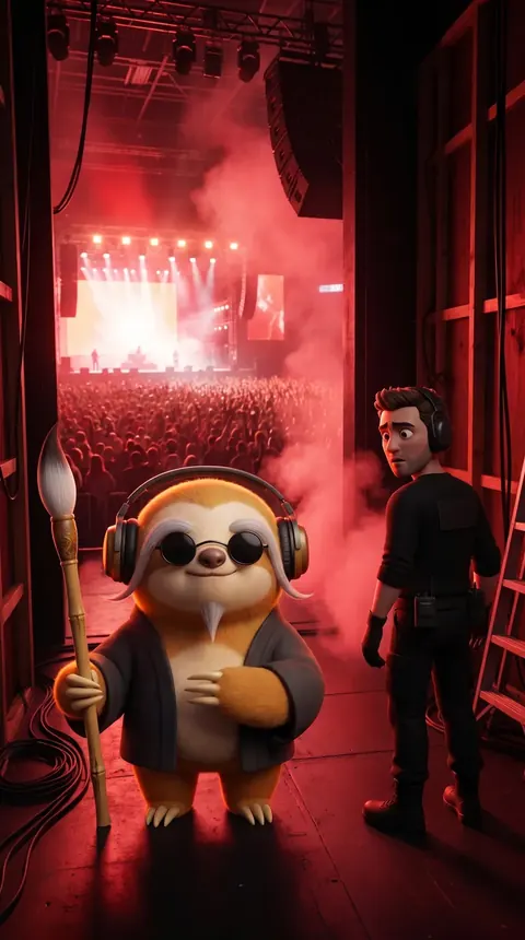Auren side-stage with headphones and sunglasses